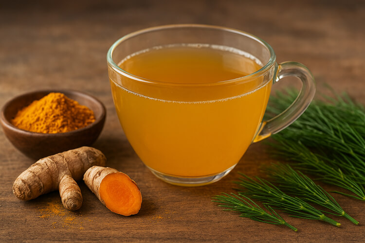 Cómo preparar infusiones antiinflamatorias con Cola de Caballo y Cúrcuma