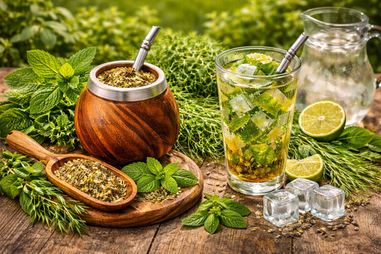 Yerba mate compuesta y tereré herbal: Recetas naturales con Menta, Cedrón y Cola de caballo